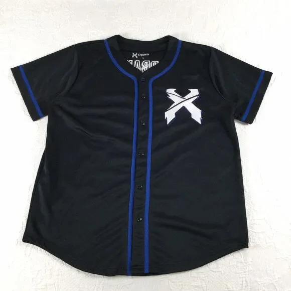 Excision X Headbanger DJ EDM Rave Blue Black Baseball Jersey Mens Large Party - Picture 3 of 8